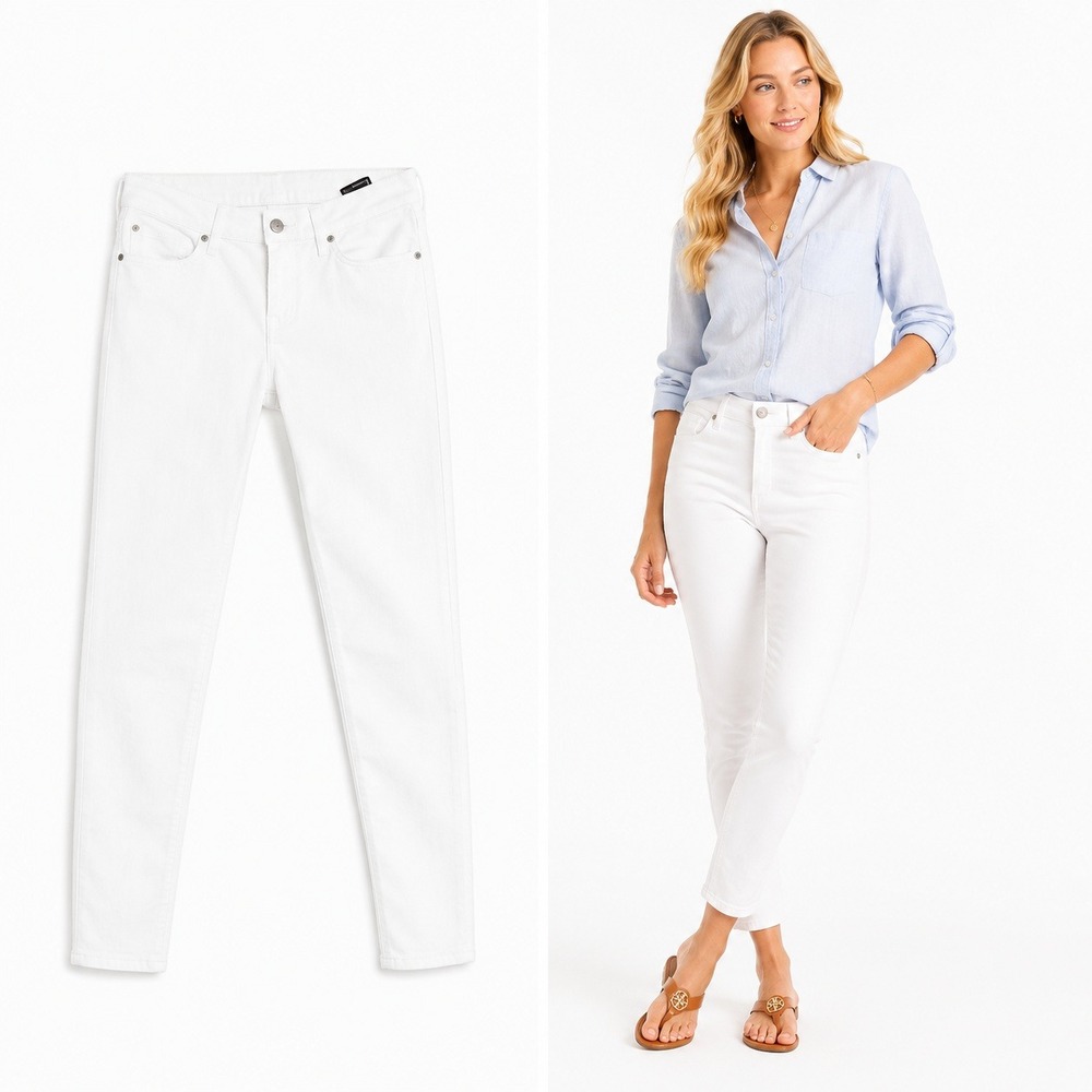 7 For All Mankind Jeans Womens 25 White Skinny Mid Rise Denim Classic Pants